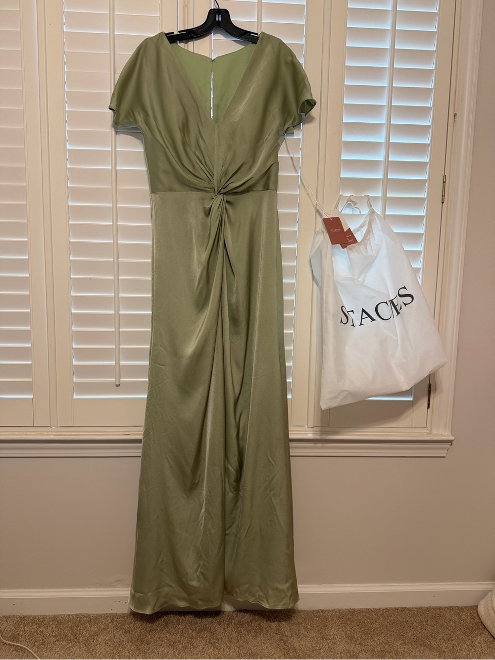 Sage Green Twist-Front Formal Gown NWT